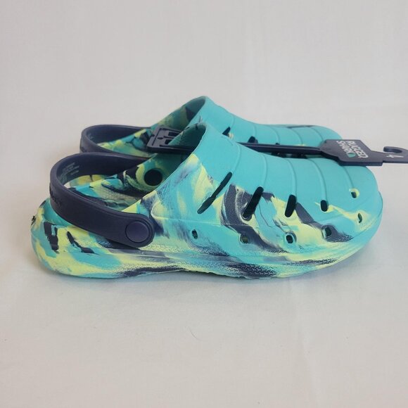 Boys Size 4 Rugged Shark Eva Clog Slip On Shoes NWOT Comfort Blue Teal Swirl - Picture 1 of 6
